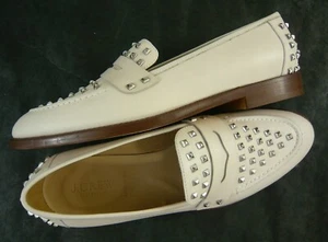 NIB J. CREW Collection Retail $350 STUDDED LEATHER PENNY LOAFER IVORY 6.5 ITALY - Picture 1 of 2