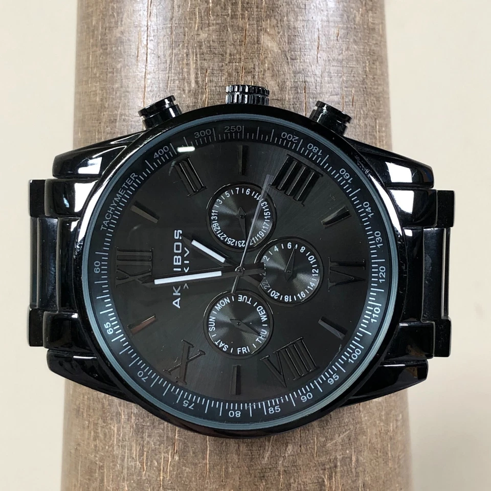 Reloj Akribos XXIV Hombre AK736BU Moda Tono Negro Cuarzo Analógico 54mm 7 3/4" Foto 1 de 4