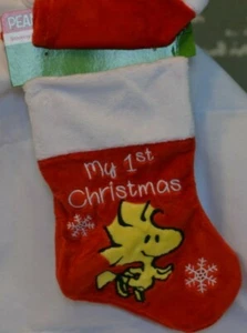 DANDEE PEANUTS BABY'S FIRST 1st CHRISTMAS - WOODSTOCK STOCKING & HAT SET (NEW) - Picture 1 of 3