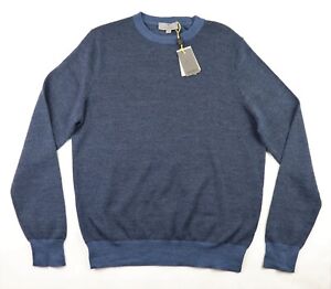 Canali 1934 Blue Knit Wool Cotton Crew Neck Sweater M 40 US / 50 EU NWT $395