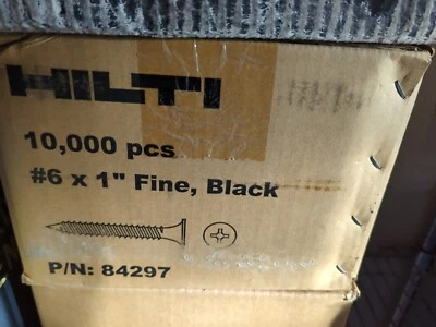 Hilti 84297 10.000 tornillos 6 x 1 PBH 30 libras cabeza Phillips 1" tornillo fino negro Foto 1 de 2