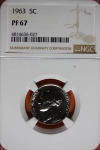 1963 JEFFERSON NICKEL 5C NGC PF67 #B41755 - Picture 1 of 2