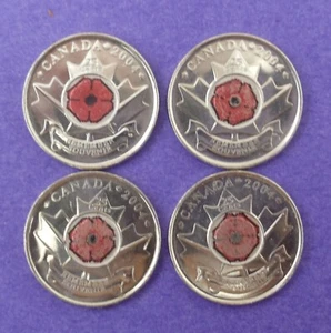 FOUR 2004 25c, POPPIES STRONG TO WEAK COLOR, GRADE FOR YOURSELF - Bild 1 von 3