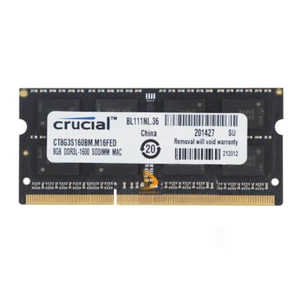 Crucial 8GB 2Rx8 PC3L-12800S SODIMM RAM Laptop Memory Intel DDR3L 1600Mhz" - Picture 1 of 3