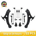 12Pcs Front Lower Control Arms Tie Rods Sway Bar Kit For 2007-2011 Toyota Camry