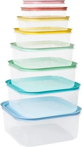 Plastic Storage Bowls with Lids, Stackable, Microwave & Dishwasher Safe, 8-Pack - Picture 1 of 9