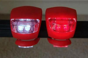 RED Set of Flashing Silicone Bike Cycling Bicycle LED Warning Lights Front/Rear - Picture 1 of 5