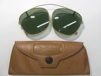 Vintage American Optical Calobar Clip On Sunglasses Green Safety Glass - Image 1 of 4