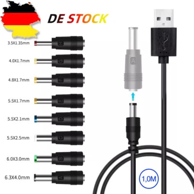 8in1 USB Stromkabel Kabel Auf DC Hohlstecker DC 5,5 * 2,1mm 6,4 *4,4mm Klinke 5V - Bild 1 von 4