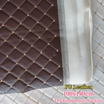 Dick Kunstleder Stoff Bestickt Schwamm Gesteppt Auto Innen Dach DIY Material - Bild 1 von 4