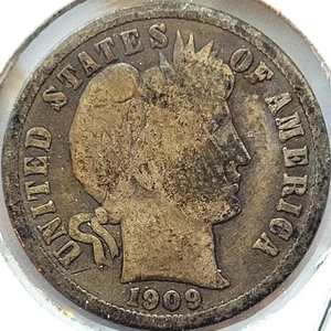 1909-O Barber Dime 10c Good G+ * Original Surfaces * 1909O - Picture 1 of 2