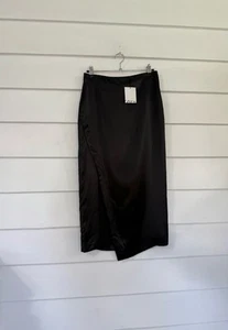 NEW ZARA WOMAN BLACK HIGH WAIST 28" MIDI SLIT SKIRT DRAPED SIZE XS Y716A - Picture 1 of 20