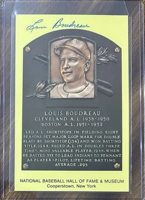 💎Lou Boudreau💎Firmado Salón de la Fama Placa Postal Indios (d.2001) Foto 1 de 2