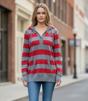 Suéter con capucha de algodón rojo y gris Atlanta Falcons Cutter And Buck para mujer talla XL Foto 1 de 4