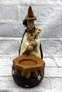 Vintage Witch With Cauldron ceramic figurine, Halloween decor 8 inches tall - Picture 1 of 7