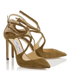 Jimmy Choo Lancer 85 Olive Suede Pump |EU 37.5 US 7.5 |3.5” Stiletto| MSRP $795 - Picture 1 of 13
