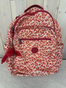 Zaino Kipling ghepardo latino rosso rosa bianco panna misura 40 cm x 36 cm x 14 cm - Foto 1 di 16