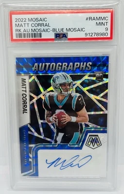 2022 Mosaic Matt Corral Rookie Auto Blue Mosaic Prizm /99 CAR Panthers Ole MISS - Image 1 of 3