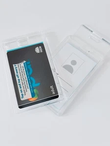 2 Clear Opal Swipe Vertical Hard Card Security badge Name ID Holder Slide Case - Picture 1 of 12
