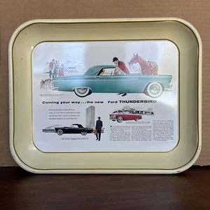 Rare 1950’s Ford Thunderbird Automobile Serving Tray 13X11 Antique Tray Car Dave - Picture 1 of 5
