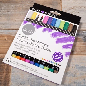 Paquete de 12 rotuladores Daler Rowney Simply de doble extremo de 1-5 mm arte artesanal para colorear - Imagen 1 de 3