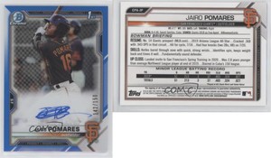 2021 Bowman Chrome Prospects Blue Refractor /150 Jairo Pomares #CPA-JP Auto