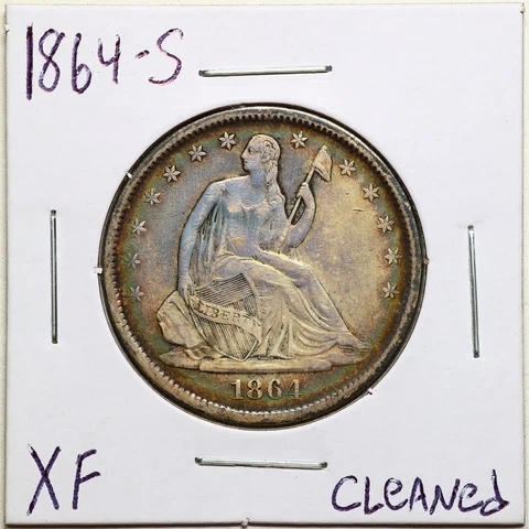 1864-S 50C Seated Liberty Half Dollar with XF Detail Cleaned #08552 Cover