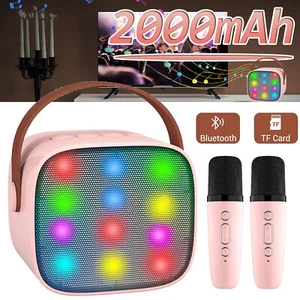 Karaoke Maschine mit 2 Drahtlosen Mikrofonen Bluetooth Karaoke Anlage KTV Anlage - Afbeelding 1 van 12
