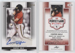 2019 Leaf Perfect Game National Showcase Black /50 Cooper Ingle #BA-CI1 Auto