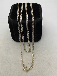 BEAUTIFUL Solid 14K Two Tone Gold Diamond Cut ANCHOR Chain Necklace 3.4gr. - Picture 1 of 15