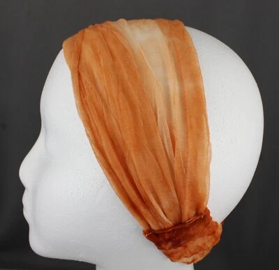 Orange Tie Dye chiffon fabric scrunched stretch kerchief headband 3in1 bandana Foto 1 de 4