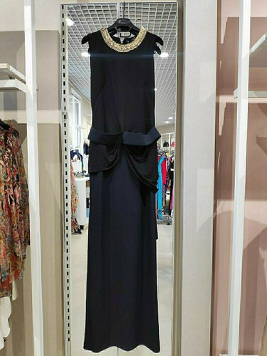 Abito da sera chic Alexander McQueen 2013 14 con decorazione oro nuovo con etichetta