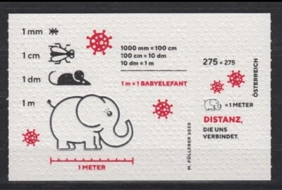 Austria BABY ELEPHANT ~ SAFE DISTANCE~ COVID Unique MS made of Toilet paper 2020 - Image 1 of 4