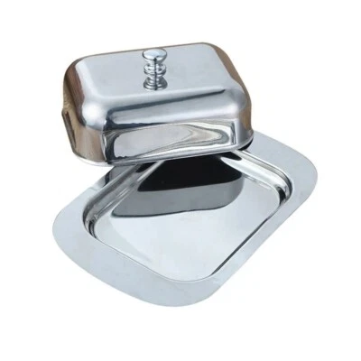 Stainless Steel Butter Dish with Lid Kitchen Storage Holder Keeper Serving Tray - Image 1 of 3