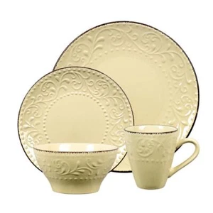 Lorren Home Trends Dinnerware Set Microwave Safe Stoneware Yellow (16-Pieces) - Picture 1 of 5