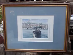 Aquarelle Ferry Boat Marseille Vieux Port - Bild 1 von 6
