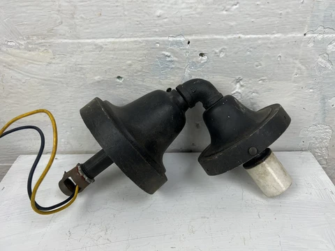 Antique Cast Aluminum And Iron Porch Light Wall Sconce Industrial Cover