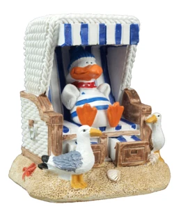 Maritime Deko Mini Strandkorb mit Möwe - Piet - 7,5x6,5x5cm Möwen Polyresin (B) - Bild 1 von 6