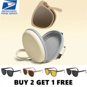Men Women Folding Sunglasses UV Protection Sunglasses Foldable Sunglasses - Picture 1 of 17