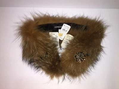 Adrienne Landau Tan Brown Beaded Floral Fox TAIL Fur Neck Collar Gaiter New Tags - Image 1 of 4