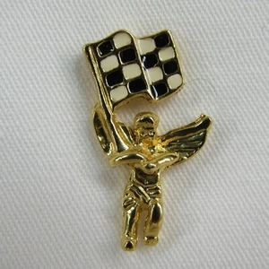 Angel Lapel Pin Racing Checkered Flag Collector - Picture 1 of 6