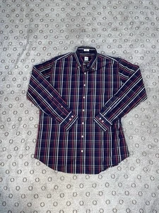 Peter Millar Shirt Mens Size L Blue Pink Gray Tan Check Long Sleeve Button - Picture 1 of 11