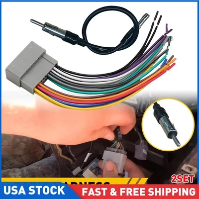 Wire Harness & Antenna Adapter Kit Aftermarket Radio Fit For Dodge Chrysler Jeep — 第 1/4 张图片