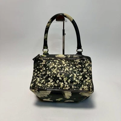 GIVENCHY Pandora Floral 2 Vías Bolso de Hombro Bolso de Mano Cuero Negro Usado Auténtico Foto 1 de 4