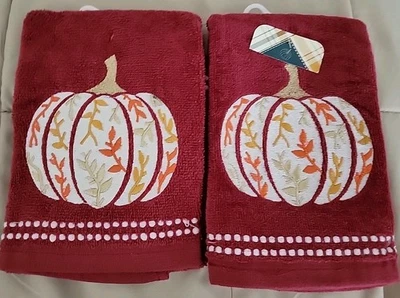 Pumpkin Red hand Towels (Set Of 2) - Image 1 of 4