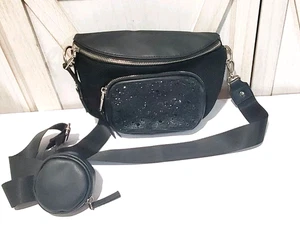 Steve Madden Convertible Belt Bag /Fanny Pack Black Swarovski Crystal's NWOT  - Picture 1 of 5