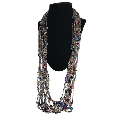 Joan Rivers Multi-Strand Glass Bead  Necklace Colorful Crystal Long Layered - Image 1 of 4