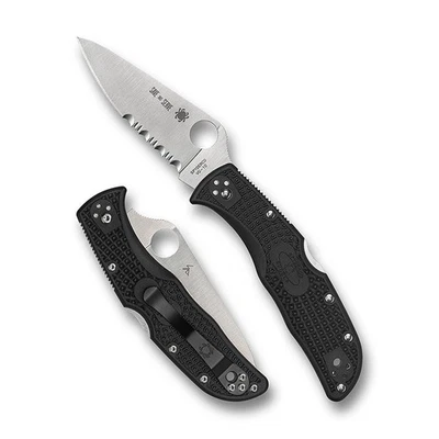 Hoja combinada de acero Spyderco Endela Red Thin Line 3,41" VG10 con mango FRN negro Foto 1 de 4