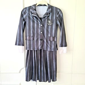 Rubies Wednesday Addams Halloween School Costume Girls L (10/12) Top Skirt Adams - Picture 1 of 21