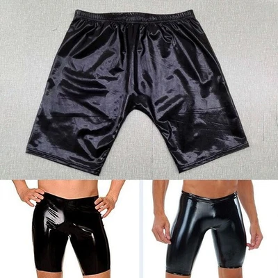 Para Hombres PU-Cuero Ropa Interior Aspecto Húmedo Calzoncillos Boxer Pantalones Cortos-Negro-Calzoncillos Foto 1 de 4